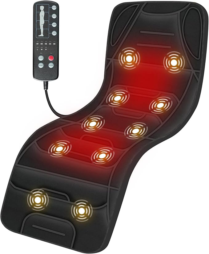 COMFIER Full Body Massage Mat with Heat 10 Vibration Motors 4 Heating Zones 30-Minute Auto Shut-Off Foldable Relaxation Pad for 3 Adjustable Intensity– Vibration Massage Only