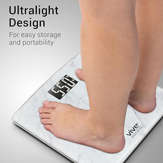 Vive Smart Body Weight Scale (550lbs Capacity) - Heavy Duty Bariatric Digital Scale for BMI - Plus Size Large Display - Bathroom Device for Health Extra Wide Base &amp Smartphone Connectivity