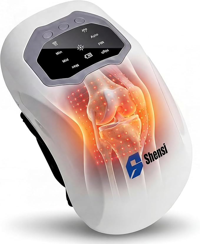 Knee Massager for Pain Relief Portable Cordless Knee Massager with Red Light Therapy Heat and Vibration 3 Heat Levels and 3 Vibration Modes for Joint Recovery Sports Injury and Muscle relaxation