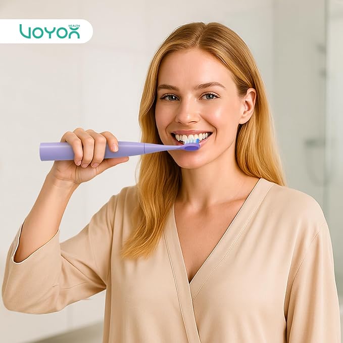 VOYOR-HEALTH Sonic Electric Toothbrush for AdultsTooth Brushes with 6 Brush Heads70-Day Battery LifeIPX7 Waterproof Rechargeable Travel Toothbrushes with 3 Modes for Family Use ET110(Purple)