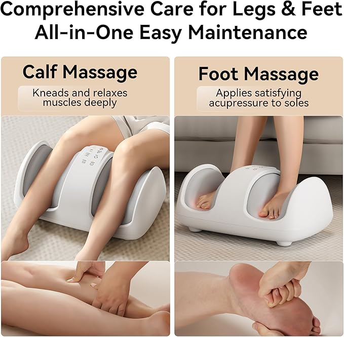 Foot and Calf Massager with Heat Cloud Foot Massager for Neuropathy Plantar Fasciitis and Circulation Shiatsu Foot Massager Machine with Massage Roller for Pain Relief Gifts for Women/Men