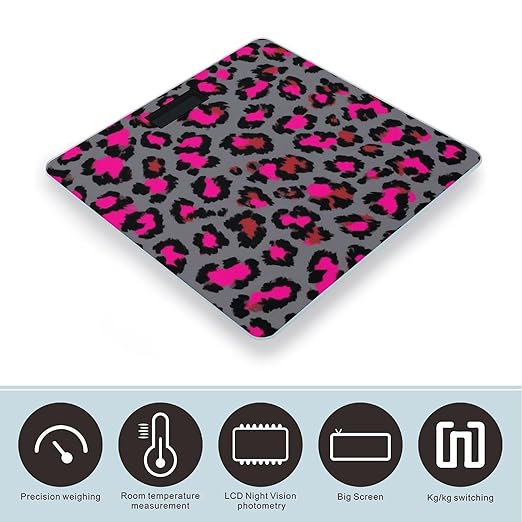 Smart Scale for Body Weight Automatic Switch Digital Bathroom Weighing Scale Luxury Pink Dark Gray Leopard Cheetah Print