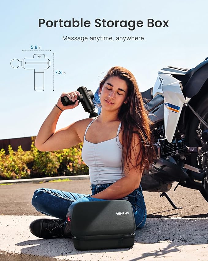 RENPHO Active Thermacool Deluxe Massage Gun Deep Tissue with Charging Stand Back Massager with Heat and Cold Head Percussion Body Muscle Masajeador for Athletes Pain Relief