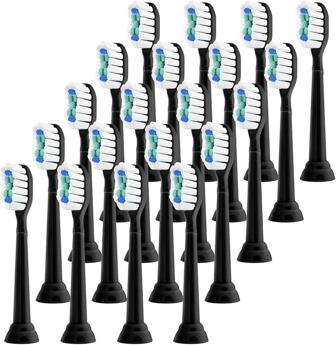 Replacement Toothbrush Heads Compatible for Philips Sonicare Electric Brush Head 1100 2100 4100 5100 5300 6100 7500(Black-20 Pcs)