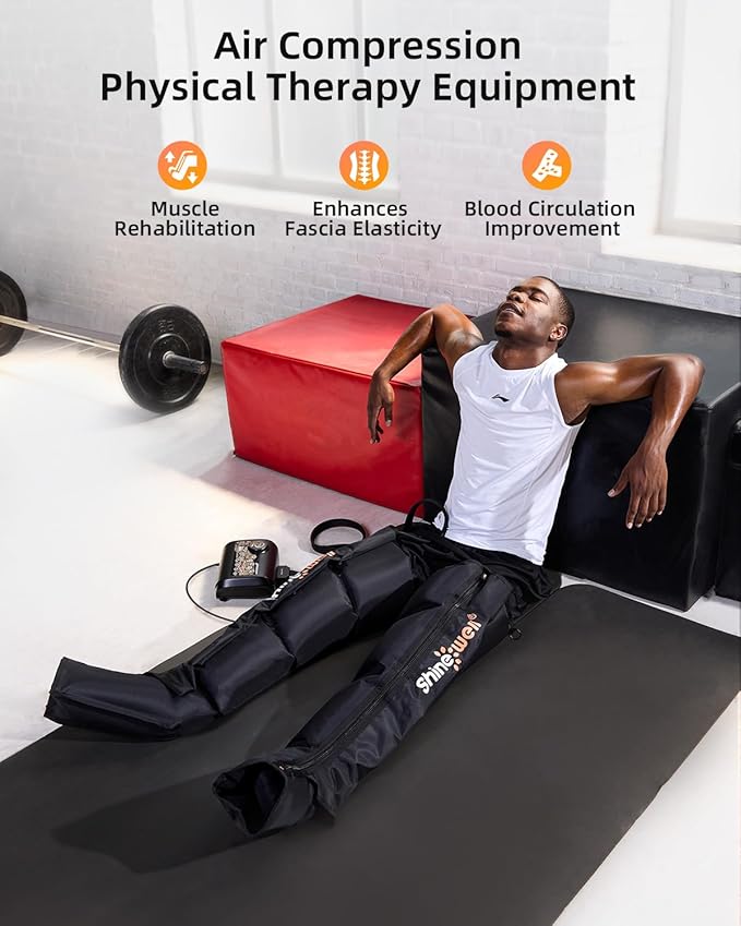 SHINE WELL Leg Recovery Compression System Professional Foot and Leg Air Compression Boots Sequential Device for Massage Therapy Fast Recovery &amp Improved Circulation for Athletes &amp Gym (Sma