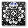 Digital Scale for Body Weight Highly Precision Bathroom Weight Scale 400 lbs with Backlit Display Personalized Scale for Home-Black and White Mandala with Intricate Floral Design