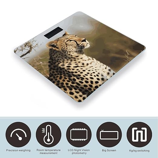 Wild Animal Leopard Bathroom Scale Ultra-Bright Liquid Crystal Screen Weight Scale Accurate Bathroom Body Scales for Body Weight Bathroom Pet Home Bedroom Gift-Giving