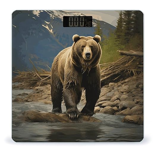 Brown Bear Bathroom Scale for Body Weight Bathroom Digital Electronic Weighing Scale with Back Lit LED Display Sturdy Tempered Glass Weight Watchers Scales 400lb