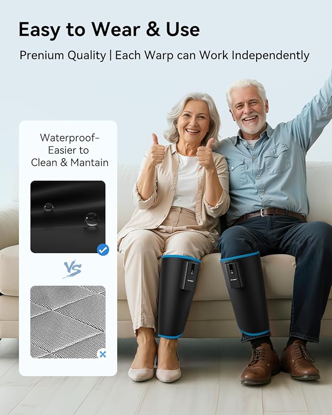FIT KING Cordless Calf Massager – Rechargeable Leg Compression Massager for Circulation Edema RLS Pain Relief &amp Recovery 6 Intensities 3 Modes Portable Gift for Mom Dad Athletes