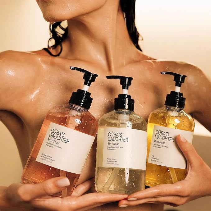 COBA'S DAUGHTER 3in1 Soap | Bubble Bath Body Wash &amp Hand Wash | Aromatherapy-Infused with Fig &amp Cedarwood | Inulin &amp Seaweed Extract for Exfoliated Balanced &amp Nourished Skin (16.9 Oz