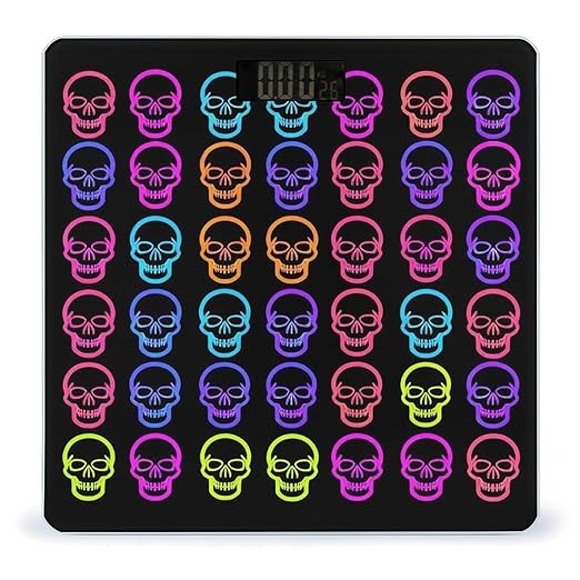 Smart Scale for Body Weight Digital Bathroom Weighing Scale Energy Saving Scale Neon Skulls