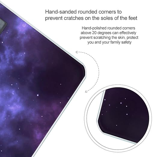 Magic Galaxy Sky PurpleScale for Body Weight with LCD High Precision Weighing Scales Fashion Sturdy Tempered Glass Weight Scales Easy-to-Read Digital Bathroom Scale for Daily 400lb