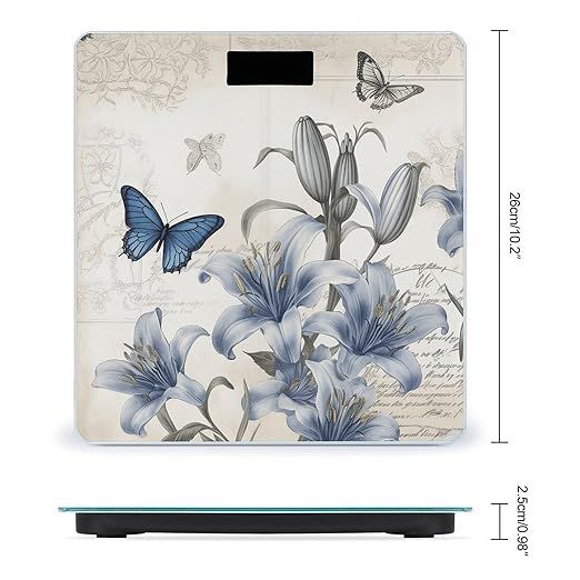 Blue Flower_77250406 Scale for Body Weight Smart Scales Digital Bathroom Scale High Precision Weighing Scales with Large Display Weighing Machine for People