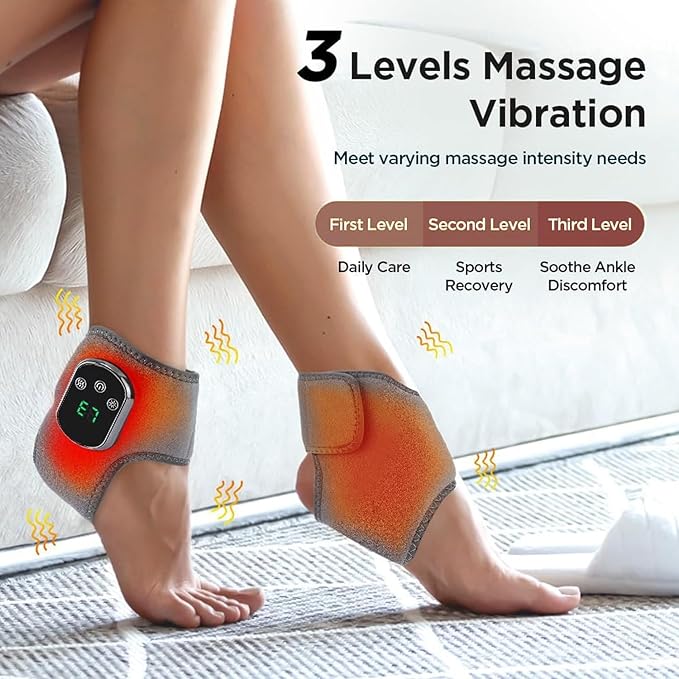 Naxir Foot Revive Massager Portable Triple Method Ankle Wrap with 3 Vibration Modes 1PC