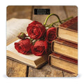 Books and Roses Weight ScaleClear LED Display Bathroom Digital Weighing ScaleTempered Glass Digital Bathroom Scale for Body Weight Capacity Up to 400 Lbs