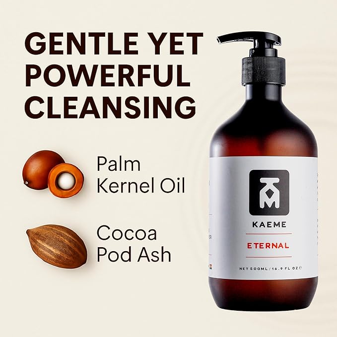 KAEME.COM ETERNAL African Black Soap Body Wash-Deep Cleansing &amp Moisturizing With Natural AntioxidantAntifungal Hydrating Formula for Sensitive Acne-Prone SkinSulfateParaben Free(500mL /16.9Fl