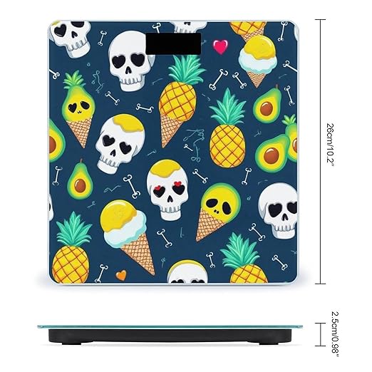 Energy Saving Scale Bathroom Weighing Scale Smart Scale for Body Weight Digital Summer Skull Pineapple Ice Cream Avocado Print
