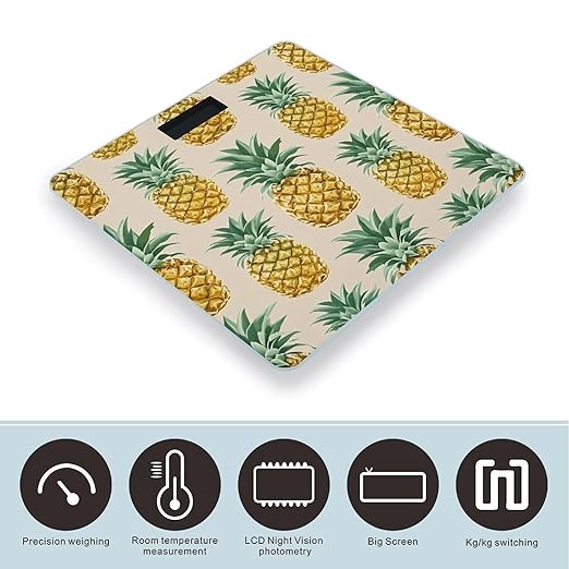 with Pineapple Pattern Scale for Body Weight Digital Bathroom Scale Accurate Smart Weight Scales with Large Display Weighing Machine High Precision Scales