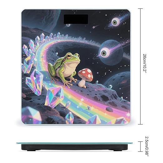 Funny Space Frog Mushroom Weight Scale Cute Bathroom Scale for Body Highly Accurate Digital Weighing Machine for People Compact LCD Display Scales with Sturdy Toughened Glass Scales
