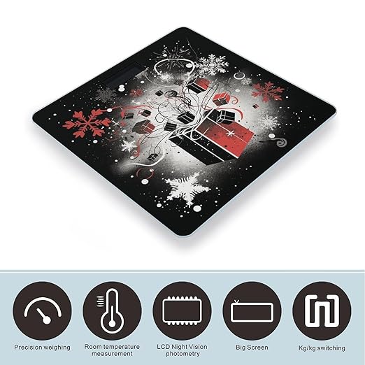 Digital Bathroom Scale for Body Weight Scale with Bright LCD Display High Accuracy Step-On Technology Auto On/Off Snowflakes and A Box Digital Scales 400 Lbs /180kg