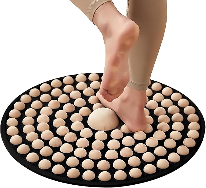 LIYAOLI Wood Foot Massager Mat - Portable Acupressure Pad for Pain Relief Foldable Pressure Point Relief Tool Home Spa Therapy Foot Massage Board Ideal Gift for Seniors
