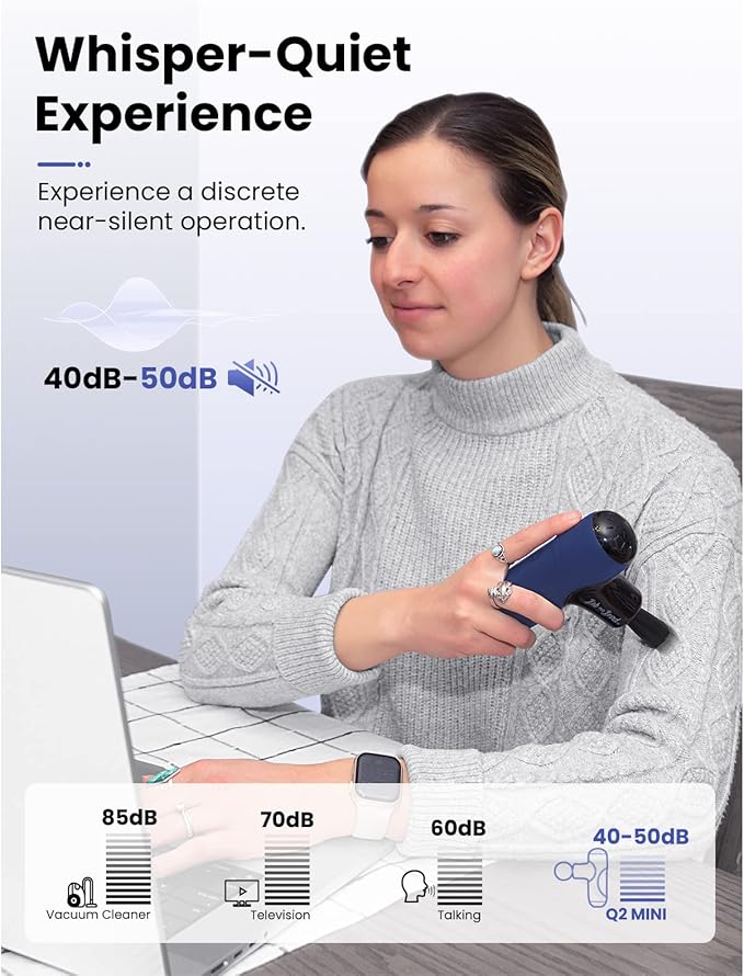 BOB AND BRAD Q2 Mini Massage Gun Pocket-Sized Deep Tissue Massager FSA Portable Percussion Muscle Massager Gun Ultra Small &amp Quiet Travel Massage Gun for Pain Relief HSA Eligible