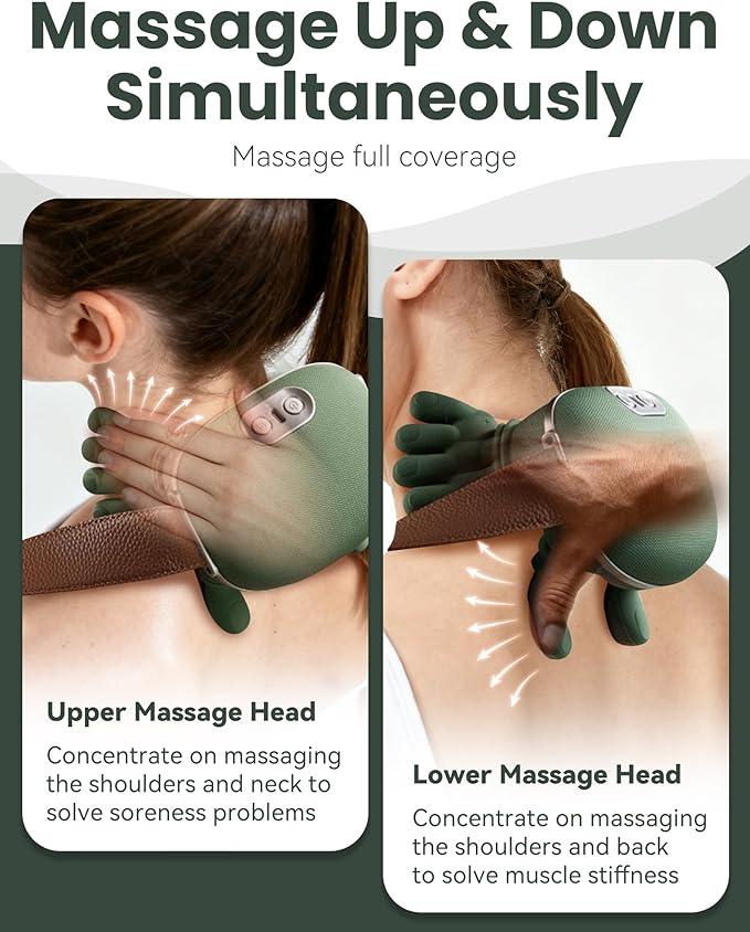 Neck and Back Massager Bionic Hand Design Portable Hand Massager 4d Shiatsu Deep Tissue Kneading for Shoulder Neck Back Legs Pain (2pcs)