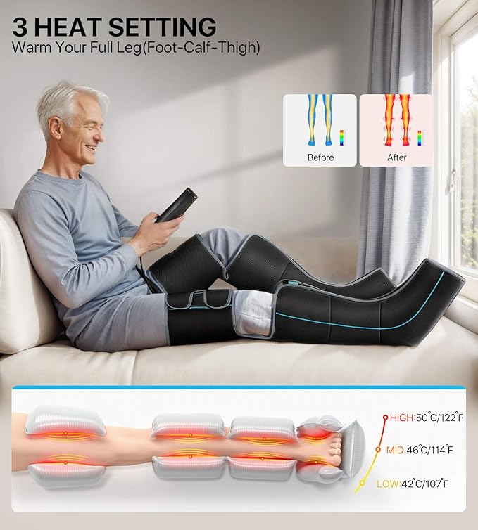 ALLJOY Christmas Gifts for Men Women Leg Massager for Circulation and Pain Relief FSA Sequential Compression Boots for Leg Recovery Leg Massager with Heat and Compression