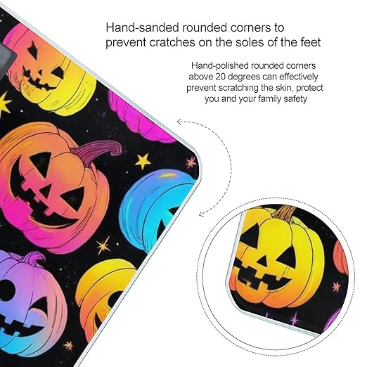 Men's Smart Scale for Body Weight Digital Bathroom Weighing Scale Automatic Switch Energy Saving Scale Halloween Trippy Neon Pumpkin Skull