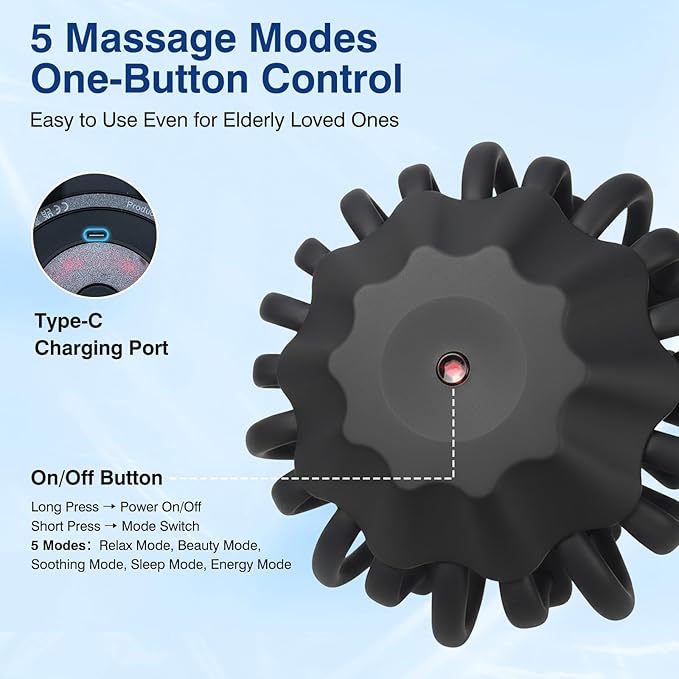 Head Massager Scalp Electric with Bluetooth Function 360° Electric Head Massager Rechargeable 4 Modes Electric Octopus Scalp Massager Portable Long Battery Life Scalp Stress Relax Massage Tool