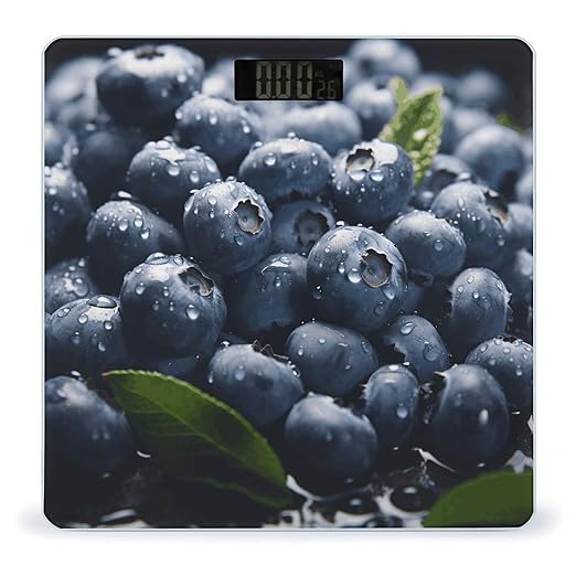 Delicious Blueberry Digital Bathroom Scale for Body Weight Weighing Scale with Backlit LCD Display High Precision Measurements &amp Measures Weight Up to 180kg
