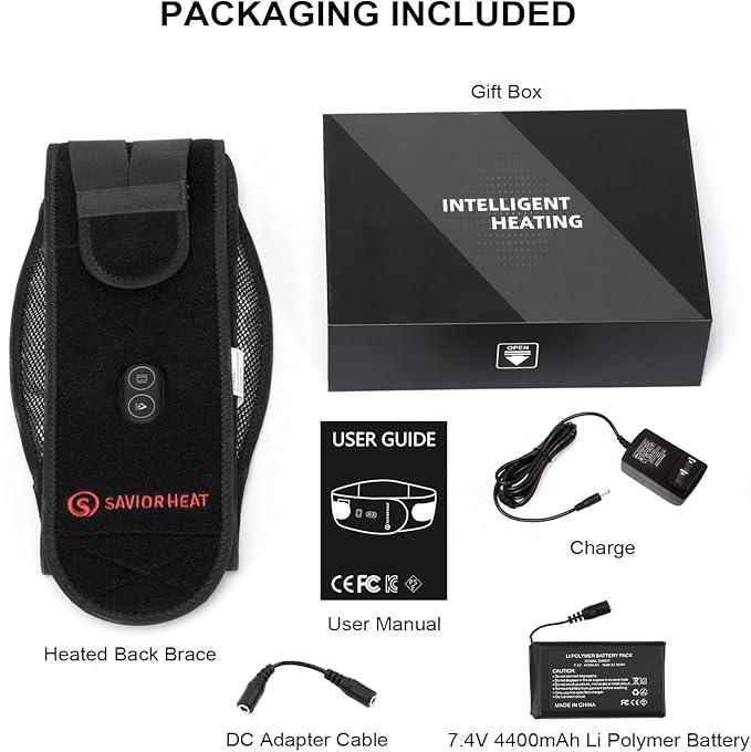 Heating Pad Lower Back Massager Wrap for Back Pain Relief Heated Waist Belt with Vibration Massage 7.4V 4400mah Battery Heat Therapy for Lower Back Lumbar Waist Abdominal Stomach Spine (Small)