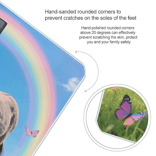 Donkey Butterflies (Rainbow) Weight Scale Cute Bathroom Scale for Body Highly Accurate Digital Weighing Machine for People Compact LCD Display Scales with Sturdy Toughened Glass Scales