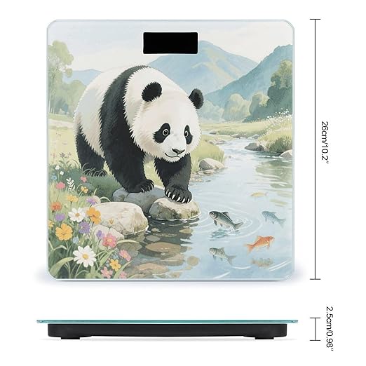 Panda Playful Fish Weight Scale Large Digital Bathroom Scales with Bright LED Display Non Slip Digital Scale and Step On Fashion Weighing Machine for Body
