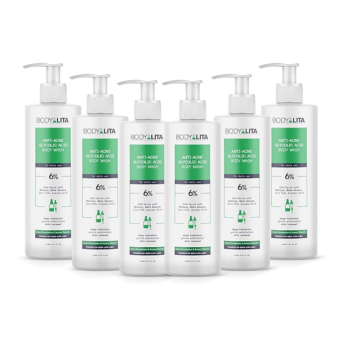 Anti Acne Glycolic Acid Body Wash for Acne Prone Skin Helps Improve Skin Texture with Salicylic and Azelaic Acid 5.07 Fl Oz (6)