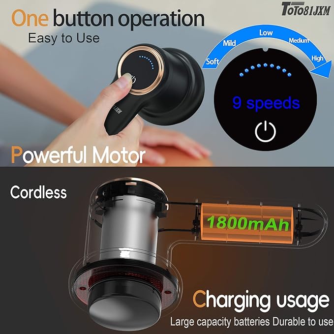 Handheld Cellulite Massager Body Sculpting Machine Lymphatic Drainage Device Lipo Massage Roller for Stomach Belly Butt Arms Legs Vibrating Massage Home Use Cordless &amp Mini (Black)