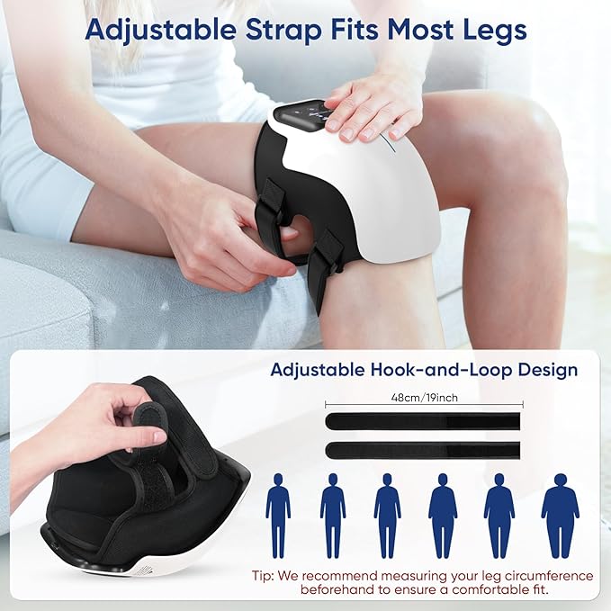 Knee Massager Cordless Heated Knee Massager with 3 Heating Levels 3 Vibration Modes LED Screen &amp Adjustable Straps Portable Massage with Heat for Knee Discomfort Ideal Gift for Men Women
