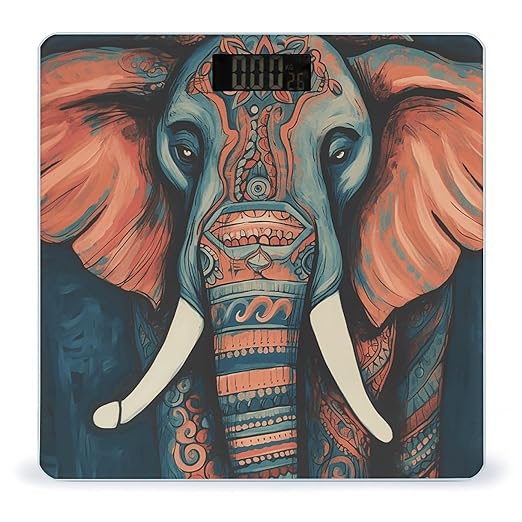Abstract Elephant Digital Bathroom Scale for Body Weight Weighing Scale with Backlit LCD Display High Precision Measurements &amp Measures Weight Up to 180kg
