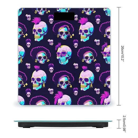 Digital Bathroom Weighing Scale Energy Saving Scale Smart Scale for Body Weight Cool Goth Rock Skull