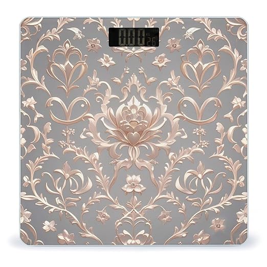 Rose Gold Wallpaper Smart Scale for Body Weight Accurate Bathroom Scale with LED Display Digital Weight Scales Weighing Machine High Precision Scales for Bath Home