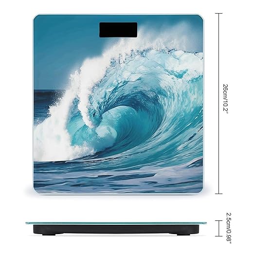 Ocean Wave3 Weight ScaleClear LED Display Bathroom Digital Weighing ScaleTempered Glass Digital Bathroom Scale for Body Weight Capacity Up to 400 Lbs
