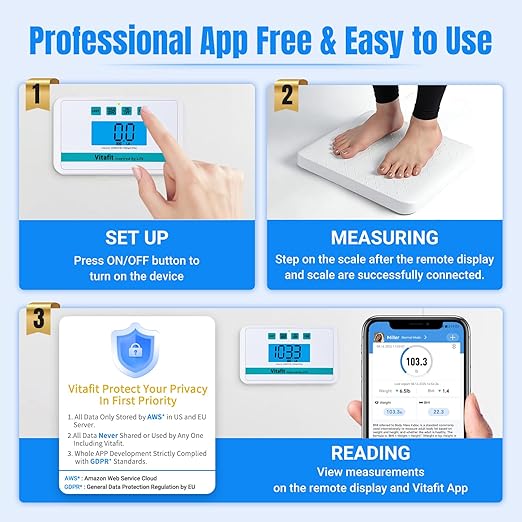 Vitafit Medical Grade Floor Scale 660lb Accuracy 0.1lb by Our Professional Factory Since 2001 Smart Scale for Body Weight 15 x 13 Non Slip Platform Hospital Physician &amp Workshop Use White