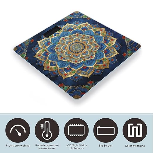 Mandala Smart Scale for Body Weight Digital Bathroom Scale Toughened Glass Weight Scale with Large LCD Backlight Display High Precision Scales Weighing Machine
