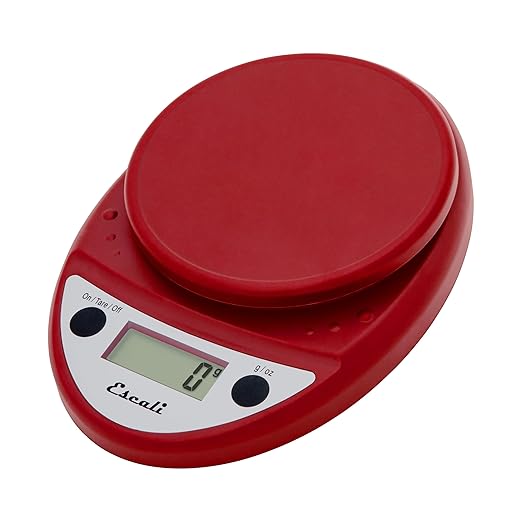 Escali Primo Digital Food Scale Multi-Functional Kitchen Scale and Baking Scale for Precise Weight Measuring and Portion Control 8.5 x 6 x 1.5 inches Warm Red