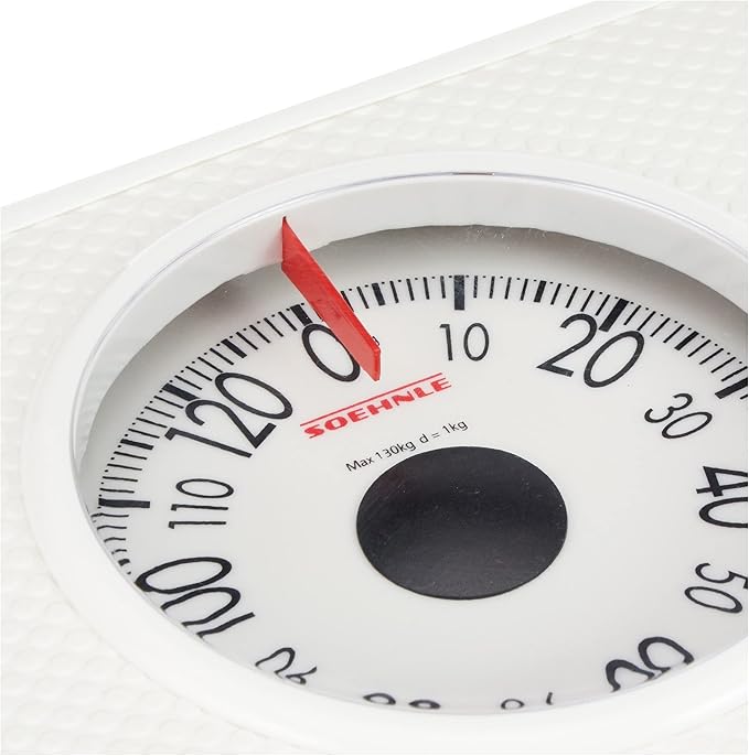 Soehnle Tempo Analogue Bathroom Scales White Mechanical Weight Scale Weighing Scales Body Weight to 130 kg. Weight Shown in KG only