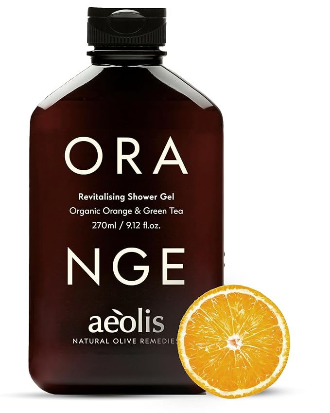 AEOLIS Refreshing Shower Gel with Orange &amp Green Tea – Greek Olive Oil Shower Gel for Men &amp Women – Gentle Body Cleanser – Natural Skincare from Greece – Invigorating Body Care 9.12 Fl Oz