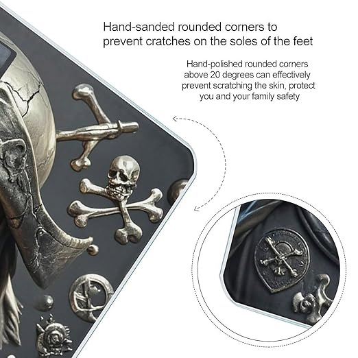 Pirate Skull Scale for Body Weight Highly Accurate Digital Bathroom Body Scale Digital Bathroom Scales for People Anti-Slip Large LCD Display Smart Scales
