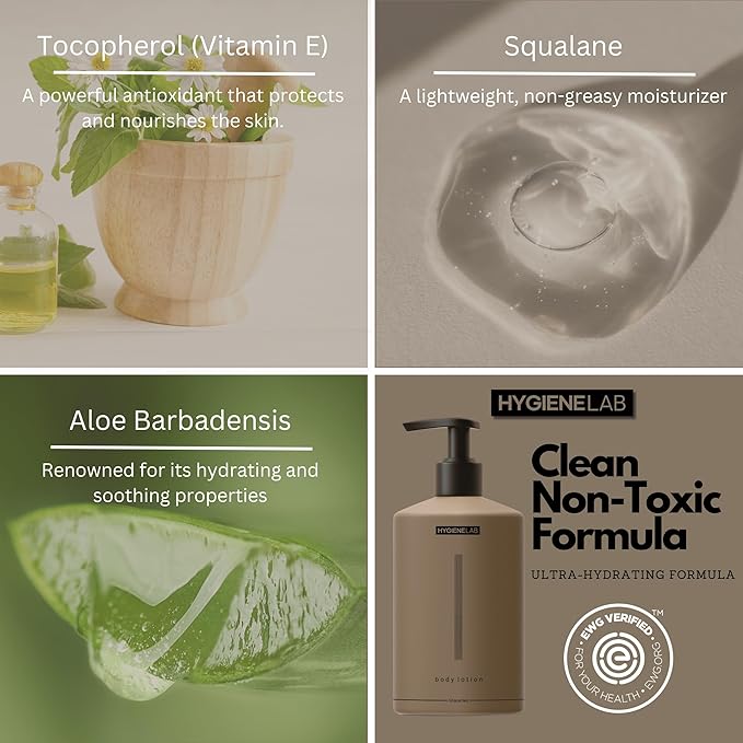 HygieneLab Body Care Trio-EWG Verified Body Wash+Fragrance-Free Body Lotion+Deodorant Non-Toxic Sulfate-Free Gentle for All Skin Types