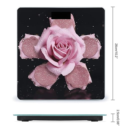 Glitter Pink Rose Digital Bathroom Scale for Body Weight Weighing Scale with Backlit LCD Display High Precision Measurements &amp Measures Weight Up to 180kg
