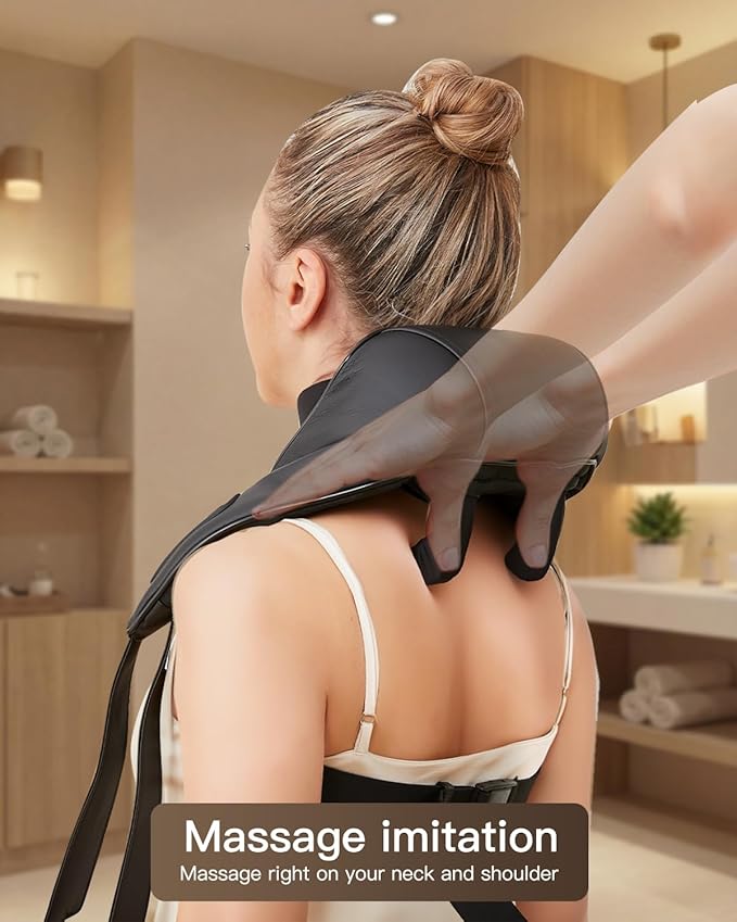 Neck &amp Shoulder Massager with Heat 6D Deep Tissue Shiatsu Kneading for Neck Shoulders &amp Upper Back Hands-Free Relief After Work